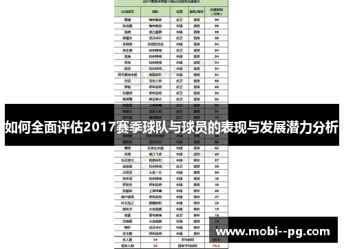 如何全面评估2017赛季球队与球员的表现与发展潜力分析