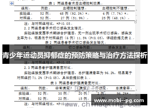 青少年运动员抑郁症的预防策略与治疗方法探析
